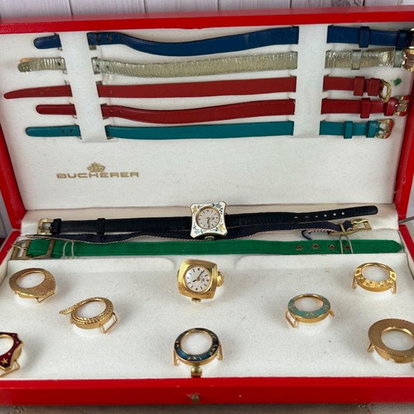 Vintage Swiss Bucherer Windup Ladies Ring and Watch with Interchangeable Bezels - Picture 7 of 8